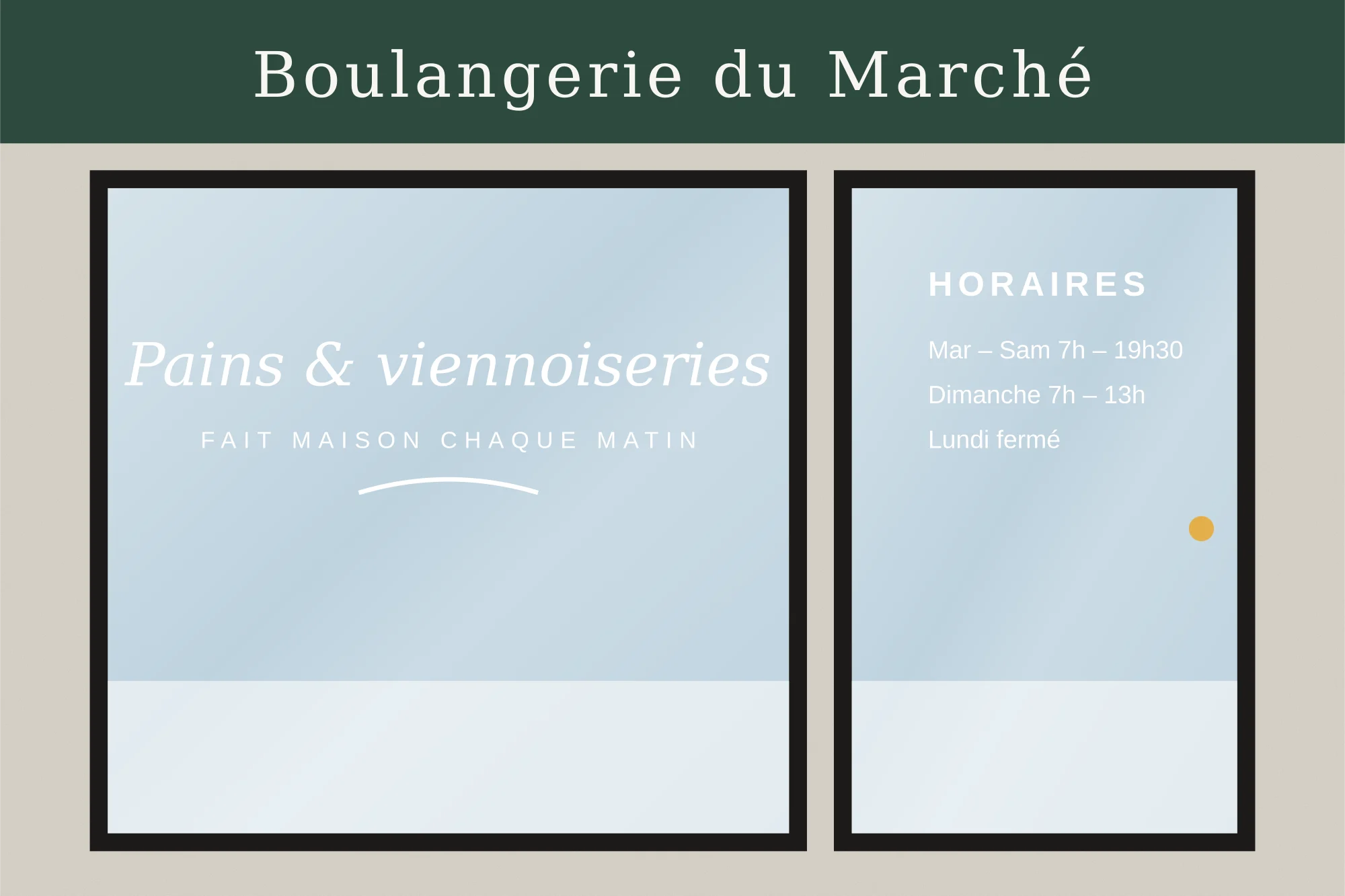 Lettrage de vitrine et horaires